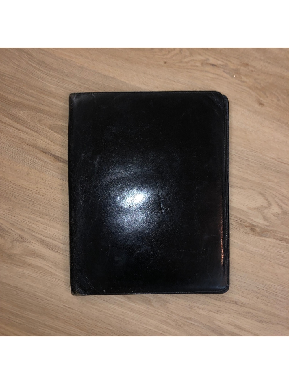 BOSCA LEATHER PORTFOLIO DOCUMENT PADFOLIO BLACK HAND STAINED VINTAGE